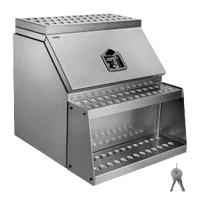 VEVOR Semi-Truck Step Tool Box, 24″ x 27.5″ x 25.4″ Heavy Duty Aluminum Toolbox Side Mount, Waterproof Side Storage Saddle Step Box with T-Handle Lock & Keys for Semi Trucks, Flatbed Trailers | VEVOR US