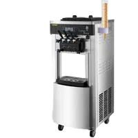 VEVOR Commercial Soft Ice Cream Machine, 2200W Serve Yogurt Maker, 3 Flavors Ice Cream Maker, 5.3 to 7.4 Gallons per Hour Auto Clean LCD Panel for Restaurants Snack Bars, Stainless Steel | VEVOR US