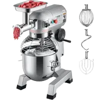 VEVOR Commercial Stand Mixer, 20Qt Stainless Steel Bowl, 1100W 2 in 1 Multifunctional Electric Food Mixer with Meat Grinder & 3 Speeds, Dough Hook Whisk Beater Included, Perfect for Bakery Pizzeria | VEVOR US