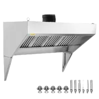 VEVOR Commercial Exhaust Hood, 8FT Food Truck Hood Exhaust, 201 Stainless Steel Concession Trailer Hood with 4 Detachable U-shaped Grid Oil Filter Mesh, Rust Resistant Vent Hood for Kitchen Restaurant | VEVOR US