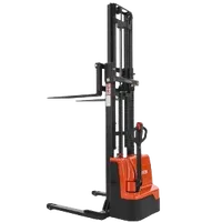 VEVOR Full Electric Pallet Stacker, 3300 lbs Capacity, Pallet Lift Stacker Forklift with Straddle Legs & Forks, 127.6 Inches Lifting Height & 8.66-31.1 Inches Adjustable Fork Width, Orange & Black | VEVOR US