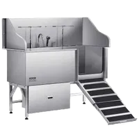 VEVOR Stainless Steel Dog Washing Station, 61 inch Pet Grooming Tub w/ Ramp, Water Filter Board, Faucet & Showerhead & Leash Dog Bathtub for Large & Medium & Small Pets (Right Door) | VEVOR US