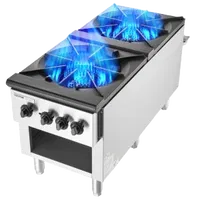 VEVOR Commercial Gas Stove with 2 Burners, Propane and Natural Gas Countertop Cooking Stove Range, Stainless Steel Gas Hot Plate, Commercial Cooking Equipment for Restaurant, 180,000 BTU | VEVOR US