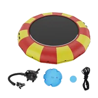 VEVOR Inflatable Water Bouncer, 17ft Recreational Water Trampoline, Portable Bounce Swim Platform with 5-Step Ladder & Electric Air Pump, Kids Adults Floating Rebounder for Pool, Lake, Water Sports | VEVOR US