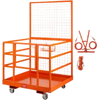 VEVOR Forklift Safety Cage, 1400lbs Load Capacity, 43″ x 45″ Forklift Work Platform with Safety Harness & Lock, Drain Hole & Wheels & Tool Basket, Dual Nonslip Design Perfect for Aerial Work | VEVOR US