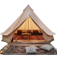 VEVOR Canvas Bell Tent, 4 Seasons 6 m/19.68 ft Yurt Tent, Canvas Tent for Camping with Stove Jack, Breathable Tent Holds up to 10 People, Family Camping Outdoor Hunting Party | VEVOR US