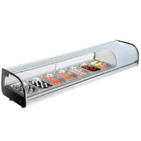 VEVOR Sushi Display Case Refrigerator, 2.5 Cu.ft Commercial Sushi Case, 7-Pan Countertop Showcase with Curved Glass, LED Lighting, and Digital Temperature Control, for Sushi-Bar, Restaurant, Store | VEVOR US