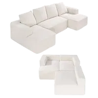 VEVOR Modular Sectional Sofa, U Shaped Modular Sofa with Chaise, Cloud Sectional Couch with High Rebound Sponge and Density, Upholstered Corduroy Couch with Cushion for Living Room, Bedroom, Beige | VEVOR US