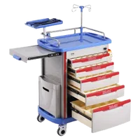 VEVOR 5 Tiers Lab Carts, Lab Utility Cart with 5 Drawers & 4 Silent Wheels, Mobile Medical Cart with PP Material, Lab Rolling Cart with 2 Trash Cans for Lab, Clinic, Hospital, Salon, Blue | VEVOR US