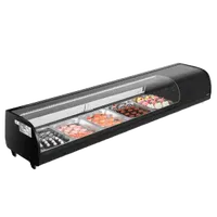 VEVOR Sushi Display Case Refrigerator, 2.9 Cu.ft Commercial Sushi Case, 5-Pan Countertop Showcase with Curved Glass, LED Lighting, and Digital Temperature Control, for Sushi-Bar, Restaurant, Store | VEVOR US