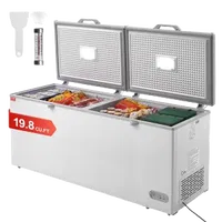 VEVOR Chest Freezer, 19.8 Cu.ft / 561 L Large Deep Freezer with Split Top Double Locking Lids, Freestanding Commercial Chest Freezer & 4 Removable Baskets, 7-Level Adjustable Temp, LED Light, 6 Wheels | VEVOR US