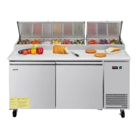 VEVOR 67″W Commercial Refrigerator, Pizza Prep Refrigerated Table, 20″ Ultra Wide Countertop Food Prep Worktable, 20.3 Cu.Ft Single Door Salad Prep Fridge, 9 Pans Pizza Make Worktop with Cutting Board | VEVOR US