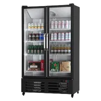 VEVOR Commercial Merchandiser Refrigerator, 26.69 CU.FT Double Glass Door Display Refrigerator, Beverage Refrigerator Cooler Merchandiser with 8 Adjustable Shelves, Casters, Soft LED Light, Black | VEVOR US