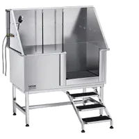 VEVOR Stainless Steel Dog Washing Station 50 Inch Pet Grooming Tub with Low-Slope Non-Slip Stairs, Hot & Cold Faucet, Showerhead, Home Wash Sink, Fits Medium and Large Pets (Right Door) | VEVOR US