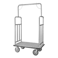 VEVOR Hotel Luggage Cart, 1200 LBS Load Capacity, Brushed Stainless Steel Finish Bellman’s Cart, Valet Cart with Grey Carpeted Deck and 8-inch Rubber Wheels, Ideal for Hotels, Condos, Resorts, Silver | VEVOR US