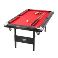 VEVOR Billiards Table, 6.3 ft Pool Table, Portable Foldable Space-Saving Table, Billiard Table Set Includes Balls, Cues, Chalks and Brush, Black with Red Cloth, Perfect for Family Game Room Kid Adult | VEVOR US