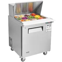 VEVOR 28″ Commercial Refrigerator Sandwich & Salad Prep Table, 7.4 Cu. Ft Stainless Steel Refrigerated Food Prep Station with 12 Pans, Cut Board, Frost Free Refrigerator with Lock for Restaurant | VEVOR US