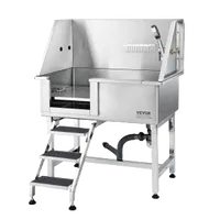VEVOR 38″ Pet Dog Bathing Station w/Ramp, Professional Stainless Steel Dog Grooming Tub w/ Storage Drawer, Floor Grate, Faucet, Dog Bathtub for Large,Medium,Small Pets, Washing Sink for Home(Left) | VEVOR US