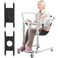 VEVOR Electric Patient Lift Transfer Chair, Quick-Folding Patient Lift Wheelchair with Adjustable Height, Bedside Commode Toilet Chair with Wheels & 2 Seat Cushion for Senior Disabled, 220LBS Capacity | VEVOR US