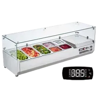 VEVOR Refrigerated Condiment Prep Station, 140 W Countertop Refrigerated Condiment Station, with 3 1/3 Pans & 4 1/6 Pans, 304 Stainless Body and PC Lid, Sandwich Prep Table with Glass Guard, ETL | VEVOR US