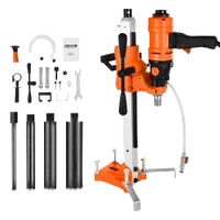 VEVOR Diamond Core Drilling Machine, 8 in Drilling Diameter, 2-in-1 Handheld & Stand-Mount Dry and Wet Concrete Core Drill Rig with 4 Drill Bits, 1075/2300 RPM 2-Speed, for Concrete Brick Stone, 1800W | VEVOR US