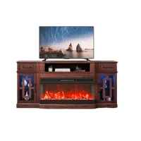 VEVOR Fireplace TV Stand for TVs up to 80″, Media Storage Corner with Storage Cabinets & 36″ Fireplace, Vintage TV Console Table with 20 LED Lights, Remote Control and Timer for Living Room, Brown | VEVOR US