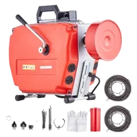 VEVOR 120FT x 7/8 Inch Drain Cleaner Machine, 420W Electric Sewer Snake Auger Manual Feed - with 6 Cutters, 2 Steel Cables (120′ x 7/8″ and 18′ x 3/8″) & CW/CCW Control for 1.9″ to 6″ Pipes | VEVOR US