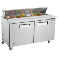 VEVOR 60″ Commercial Refrigerator Sandwich & Salad Prep Table, 16.4 Cu. Ft Stainless Steel Refrigerated Food Prep Station with 16 Pans, Cut Board, Frost Free Refrigerator with Lock for Restaurant | VEVOR US