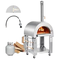 VEVOR Dual Fuel Pizza Oven Outdoor, 26 in Portable Pizza Oven, Pellet & Gas Powered Outdoor Pizza-Maker with Thickened Cordierite Pizza-Stone, Easy to Move with Casters, for Camping and Backyard | VEVOR US