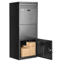 VEVOR Package Delivery Boxes for Outside, 47.2 in Mailbox for Parcel with Lock, Galvanized Steel Package Drop Box with Anti-Theft Design, Weather-Resistant Package Mailbox for Home and Office, Black | VEVOR US