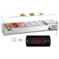 VEVOR Refrigerated Condiment Prep Station, 60-Inch, 16.8Qt Sandwich Prep Table with 4 1/3 Pans & 4 1/6 Pans, 146W Salad Bar with 304 Stainless Body Tempered Glass Shield Digital Temp Display Auto Defr | VEVOR US