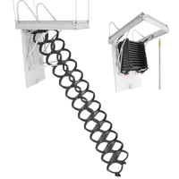 VEVOR Attic Ladder, 660LBS/299.4KG Capacity, Fits 10.5 to 11 ft Ceiling Height and 39.4 x 27.5 inch Opening Size, Alloy Steel Pull-Down Retractable Ceiling Stair with Pulling Rod for Attic Loft Roof | VEVOR US