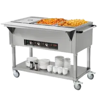 VEVOR 3-Pan Commercial Food Warmer, 3 x 20.6QT Electric Warm Table, 1500W Professional Buffet Catering Food Warmer with 4 Wheels (2 Lockable), Food Grade Stainless Steel Server for Party Restaurant | VEVOR US