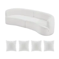 VEVOR Luxury Modern Cloud Plush Sectional Sofa, 112″ Curved Modular Couch with 4 Pillows - Oversized Deep Seat Corduroy Fabric for Living Room, Apartment, Office, No Assembly Needed, White | VEVOR US