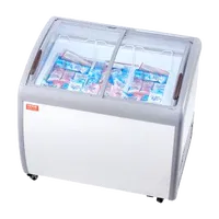 VEVOR Commercial Ice Cream Display Case, 9.3 Cu.ft Chest Freezer, Mobile Glass Top Deep Freezer, Restaurant Gelato Dipping Cabinet with 3 Wire Baskets, 2 Sliding Glass Doors, Locking Casters, White | VEVOR US