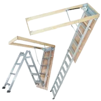 VEVOR Attic Ladder Foldable, 350-pound Capacity, 22.5″ x 63″, Multi-Purpose Aluminium Extension, Lightweight and Portable, Fits 9.5′-12′ Ceiling Heights, Convenient Access to Your Attic Standard | VEVOR US