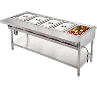 VEVOR Commercial Electric Food Warmer 5 Pot Steam Table Food Warmer 18 Quart/Pan with Lids with 7 Inch Cutting Board Food Grade Stainless Steel Steam Table Serving Counter 220V 3750W for Restaurant | VEVOR US