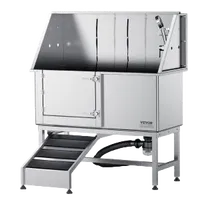 VEVOR 50″ Pet Dog Bathing Station w/Ramp, Professional Stainless Steel Dog Grooming Tub w/ Soap Box, Faucet,Rich Accessory, Dog Bathtub for Large,Medium,Small Pets, Washing Sink for Home Left | VEVOR US
