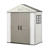 VEVOR Outdoor Storage Shed, 4x8 Ft, Heavy-Duty Resin Tool Shed, with Reinforced Floor, Skylight, Lockable Door, Weather Resistant, 152 Cu. Ft. for Garden Tools, Lawn Mower, Bike, Backyard, Patio, Grey | VEVOR US