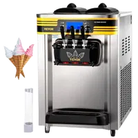 VEVOR Commercial Ice Cream Maker, 22-30L/H Yield, 2350W Countertop Soft Serve Machine with 2x6L Hopper 2L Cylinder LCD Panel Puffing Shortage Alarm, Frozen Yogurt Maker for Restaurant Snack Bar, Silve | VEVOR US