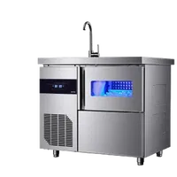 VEVOR Commercial Ice Maker Machine, 132 lbs/24H Stainless Steel Worktop Ice Machine with Sink, 30 lbs Storage & 70 Cubes/Cycle, Self-Cleaning Freestanding Ice-Making for Home Bar Restaurant Kitchen | VEVOR US