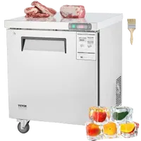 VEVOR 28″ Commercial Frozen Refrigerator Sandwich & Salad Prep Table, 7.4 Cu. Ft Stainless Steel Refrigerated Food Prep Station with 1 Door, Frost Free Refrigerator with Lock for Restaurant, Bar | VEVOR US