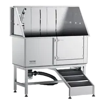 VEVOR 62″ Pet Dog Bathing Station w/Ramp, Professional Stainless Steel Dog Grooming Tub w/ Soap Box, Faucet,Rich Accessory,Bathtub for Large,Medium,Small Pet, Washing Sink for Home(Right) | VEVOR US