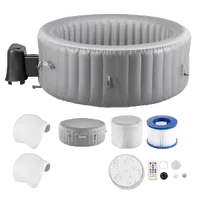 VEVOR Inflatable Hot Tub, 4 to 6 Person Capacity, 81.9 x 26in Round Portable Outdoor Spa, with 130 Soothing Jets, Headrest, LED Light, Cover, Multi-function Control Panel, PVC Outdoor Hot Tub, Grey | VEVOR US