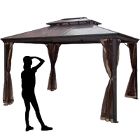VEVOR Hardtop Gazebo 10\′ x 10\′ with Netting - Metal Gazebo Aluminum Permanent Double Tier Roof- Gazebos for Patios, Backyard, Outdoor and Lawn | VEVOR US