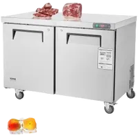 VEVOR 48″ Commercial Frozen Refrigerator Sandwich & Salad Prep Table, 12.9 Cu. Ft Stainless Steel Refrigerated Food Prep Station with 2 Doors, Frost Free Refrigerator with Lock for Restaurant, Bar | VEVOR US