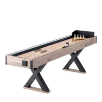 VEVOR Shuffleboard Table, 9 ft LED Light Up Shuffleboard for Family Game Room, 2 in 1 Shuffleboard and Bowling Combo Game Set, with Scratch-Resistant Playfield, Legs, 8 Pucks, Bowling Set, Wax, Brush | VEVOR US