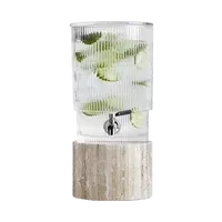 Atwell 1.7-Gallon Ribbed Glass Drink Dispenser With Tuscan Kitchen Marble Stand