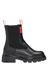 Kids' Chelsea Boots In Leather With Red Logo Badge- Women's Girls Size