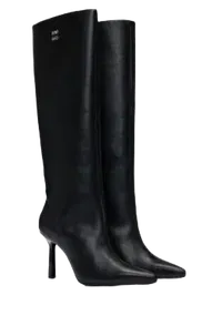 Knee-High Boots In Nappa Leather With Stacked Logo- Women's Boots Size